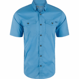 Drake Frat BD Gingham Check Shirt SS Marina Blue Tonal