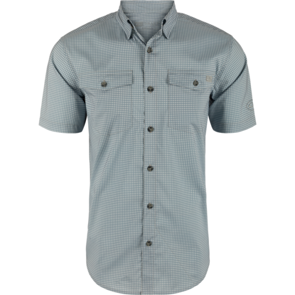 Drake Frat BD Gingham Check Shirt SS Quarry Tonal