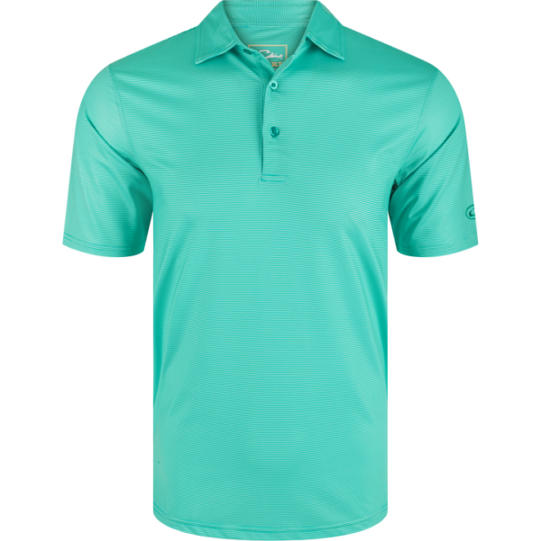 Drake Performance Chalk Striped Polo Ceramic Teal