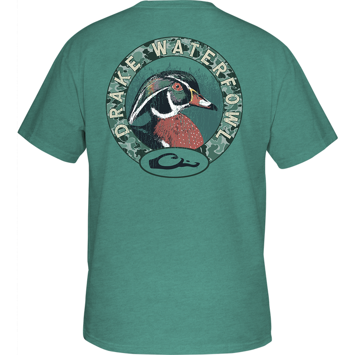 Drake Wood Duck T SS Sea Blue Dark Heather