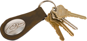 Drake Leather Key Chain Brown OSFM